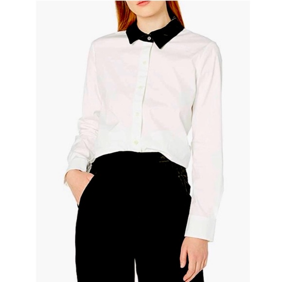 Theory Detachable Velvet Collar Fancy Button Down White Shirt –– NWT - Picture 5 of 17